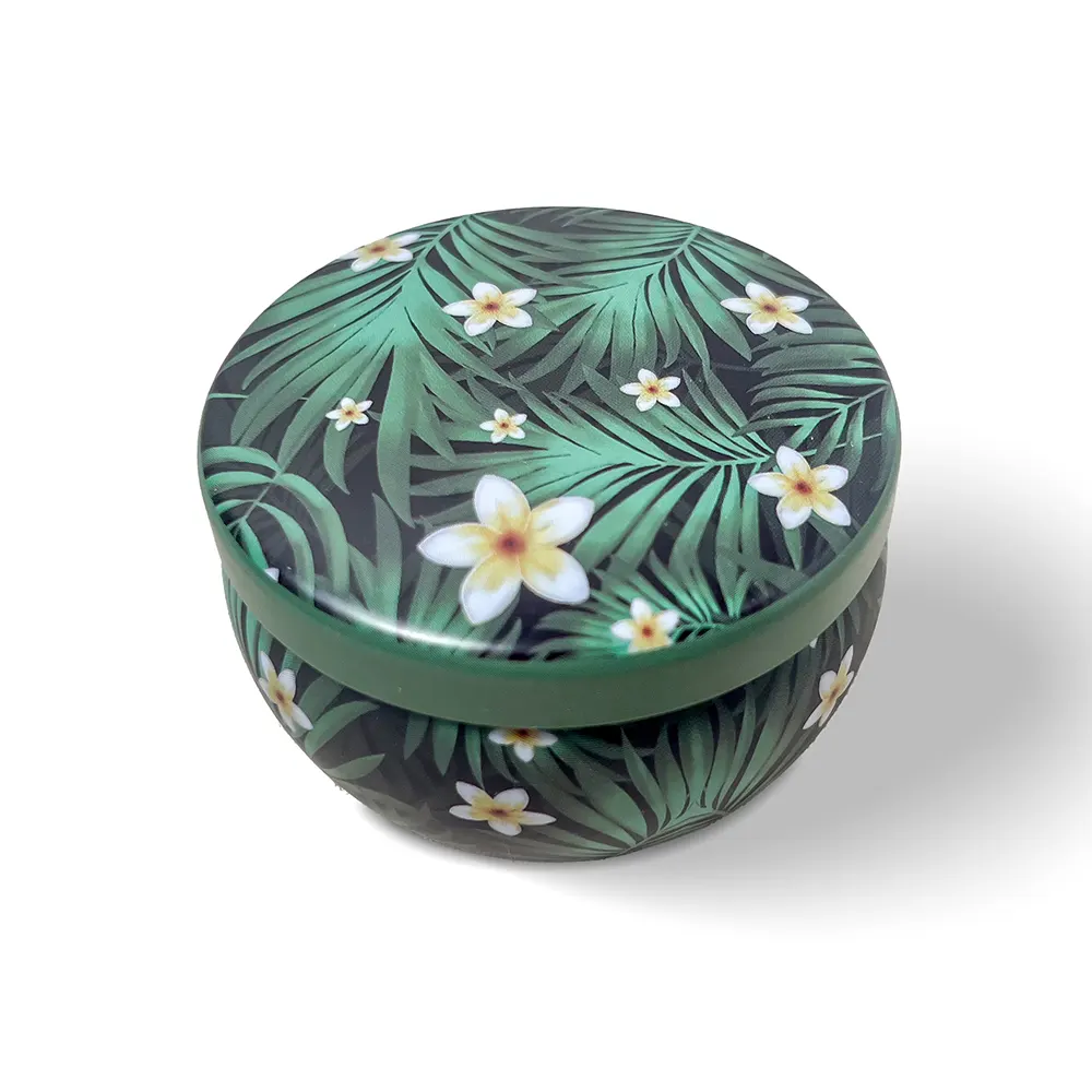 China candle tin-green leaf
