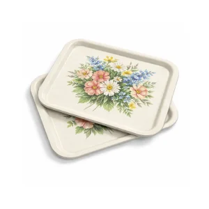 Light Floral Circular Tray