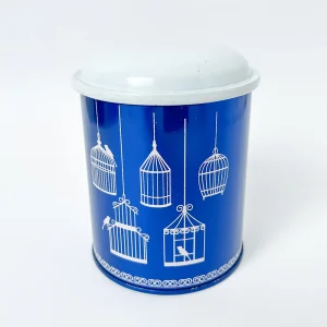 Blue Printed Dome Lid Tin