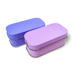 Purple and Blue Rectangular Tin Box
