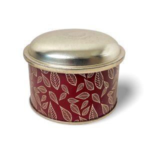 Leaf Printed Tin with a Gold Dome Lid